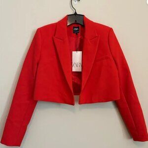 ZARA NWT Red Cropped Blazer - Size Medium